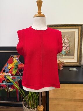 Red Knit Sleeveless Top